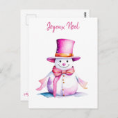  roze sneeuwpop retro gepersonaliseerde kerst briefkaart (Voorkant / Achterkant)