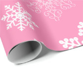 roze sneeuwschilfering op kerst cadeaupapier (Rol Hoek)