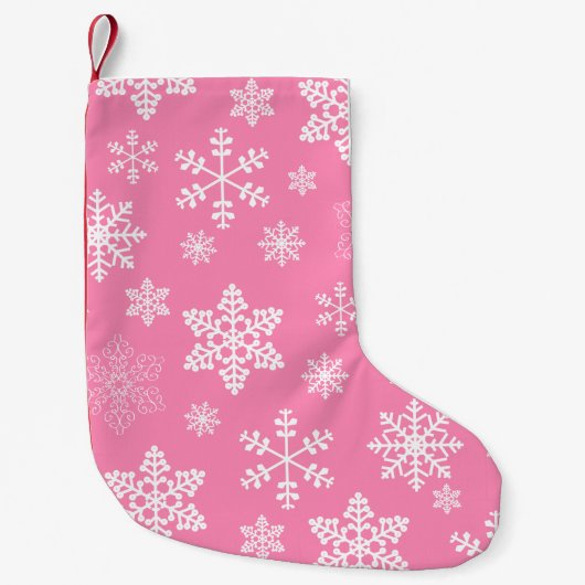 roze sneeuwschilfering op kerst kleine kerstsok (Voorkant)