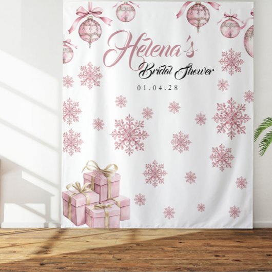 Roze sneeuwvlok achtergrond | Vrijgezellenfeest in Wandkleed
