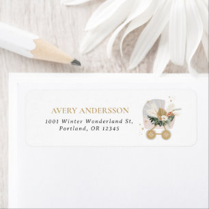 Roze sneeuwvlok Baby kinderwagen retour adres labe Etiket