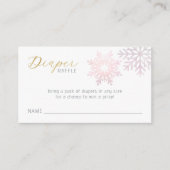 Roze Sneeuwvlok Baby Luier Raffle Kaart (Voorkant)