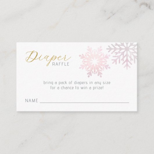 Roze Sneeuwvlok Baby Luier Raffle Kaart (Voorkant)