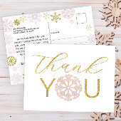 Roze Sneeuwvlok Baby Shower Bedankkaart  Briefkaart