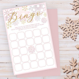 Roze Sneeuwvlok Baby shower Bingo spel