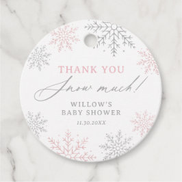 Roze Sneeuwvlok Baby shower Dank u sneeuw veel Bedankjes Labels