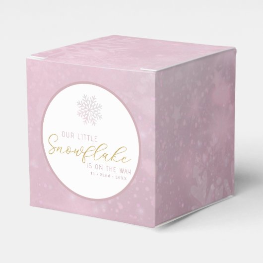 Roze sneeuwvlok Baby shower gunstbox Bedankdoosjes (Voorkant Zijde)