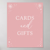 Roze Sneeuwvlok Baby shower Kaarten en cadeaubordj Poster (Voorkant)