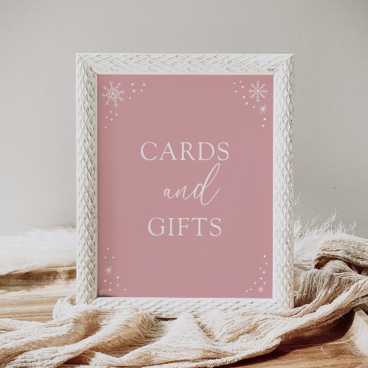 Roze Sneeuwvlok Baby shower Kaarten en cadeaubordj Poster