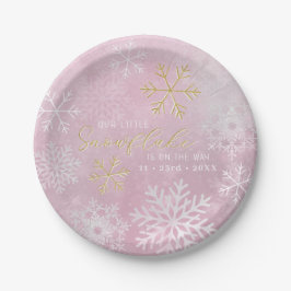 Roze Sneeuwvlok Baby shower Papier Borden Papieren Bordje
