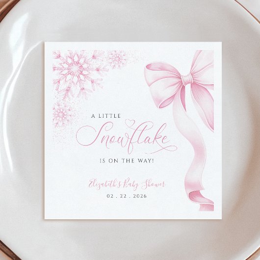 Roze sneeuwvlok Baby shower servetten