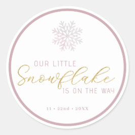 Roze Sneeuwvlok Baby Shower Sticker