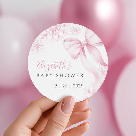 Roze Sneeuwvlok Baby shower Stickers