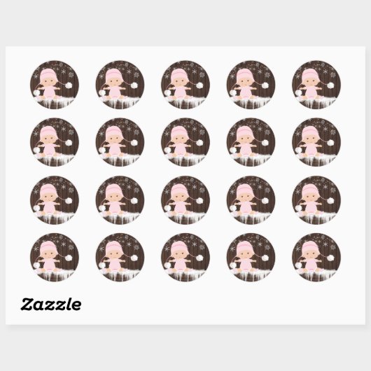 Roze Sneeuwvlok Baby shower Stickers (Vel)