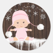 Roze Sneeuwvlok Baby shower Stickers (Voorkant)