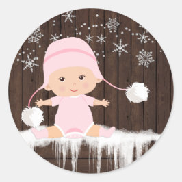 Roze Sneeuwvlok Baby shower Stickers