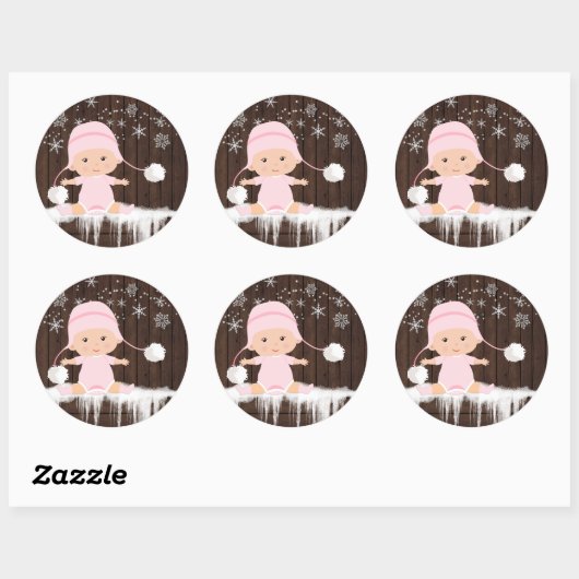 Roze Sneeuwvlok Baby shower Stickers (Vel)