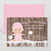 Roze Sneeuwvlok Baby zijn Koud Buiten Baby shower Kaart (Voorkant / Achterkant)