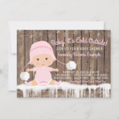 Roze Sneeuwvlok Baby zijn Koud Buiten Baby shower Kaart (Voorkant)
