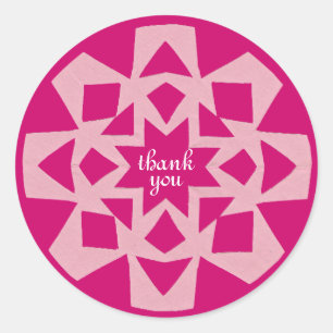 Roze Sneeuwvlok Bedankt Ronde Sticker
