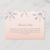 Roze sneeuwvlok boeken voor Baby shower spel Informatiekaartje (Voorkant)