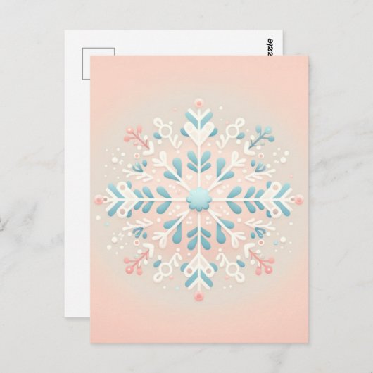 Roze Sneeuwvlok Charm Baby Meisje Douche Uitnodigi Briefkaart (Voorkant / Achterkant)