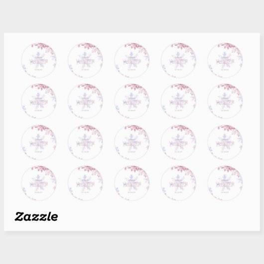 Roze Sneeuwvlok Envelope Zegel Sticker Winter (Vel)