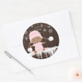 Roze Sneeuwvlok Etnisch Meisje Baby shower Sticker (Envelop)