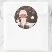 Roze Sneeuwvlok Etnisch Meisje Baby shower Sticker (Tas)