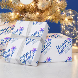 Roze Sneeuwvlok Feestelijk Schrift Gelukkig Vrije  Cadeaupapier