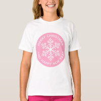 Roze Sneeuwvlok Feestelijk T-shirt (Kind)