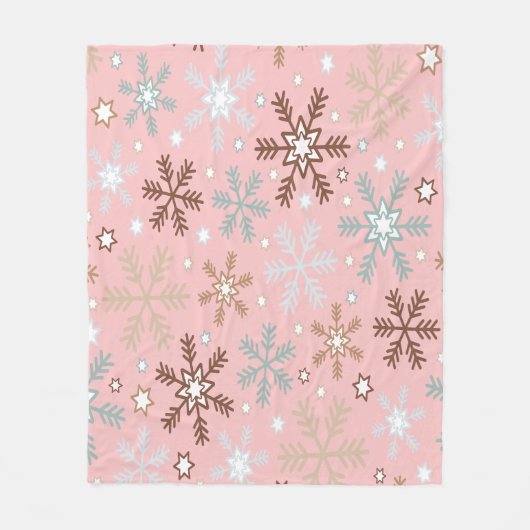 Roze Sneeuwvlok Fleece Deken (Voorkant)