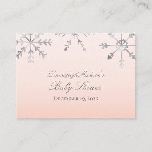 Roze Sneeuwvlok Gissen Graaf Baby shower Spel Informatiekaartje (Achterkant)