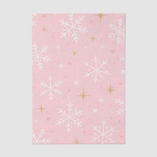 Roze Sneeuwvlok & Gouden Glitter Kerst Tissuepapier (Voorkant)