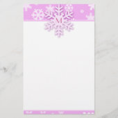 Roze Sneeuwvlok Grens met Monogrammed Sneeuwvlok Briefpapier (Voorkant)