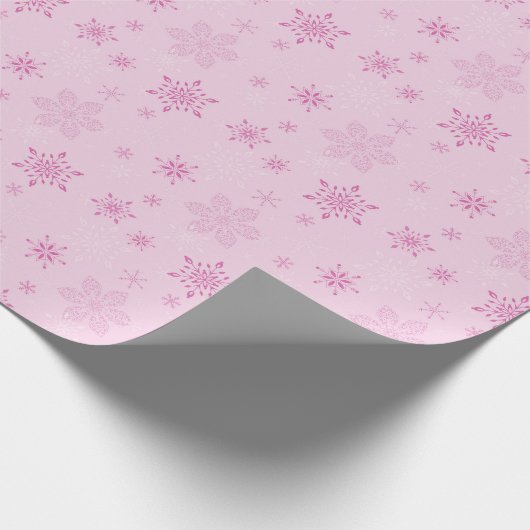 Roze sneeuwvlok Holiday Sparkle Cadeaupapier (Hoek)