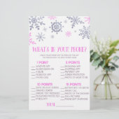 Roze sneeuwvlok in je Baby shower-spel Briefpapier (Staand voorkant)