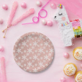 Roze sneeuwvlok Kerst baby shower Party Papieren Bordje (Feest)