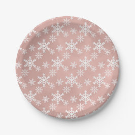 Roze sneeuwvlok Kerst baby shower Party Papieren Bordje