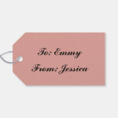 Roze sneeuwvlok kerst cadeaulabel (Achterkant Horizontaal)