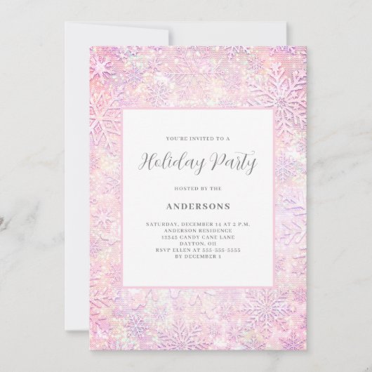 Roze sneeuwvlok kerstfeest kaart (Voorkant)
