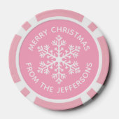Roze Sneeuwvlok Kerstmis Poker Chips (Achterkant)