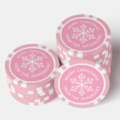 Roze Sneeuwvlok Kerstmis Poker Chips (Opstapeling)