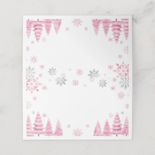 Roze Sneeuwvlok Kerstmis Verjaardag Place Card Plaatskaartje (Buitenkant ongevouwen)