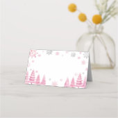 Roze Sneeuwvlok Kerstmis Verjaardag Place Card Plaatskaartje (Voorkant)