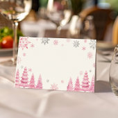 Roze Sneeuwvlok Kerstmis Verjaardag Place Card Plaatskaartje