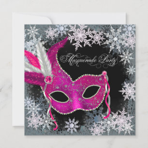 Roze Sneeuwvlok Maskerade Feest Uitnodigingen