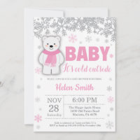 Roze Sneeuwvlok Meisje Baby Shower Ijsbeer Winter