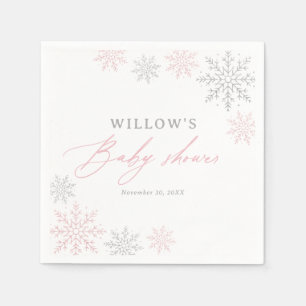 Roze Sneeuwvlok Meisje Baby shower Servet