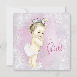 Roze Sneeuwvlok Meisjes Winter Wonderland Baby Sho Kaart